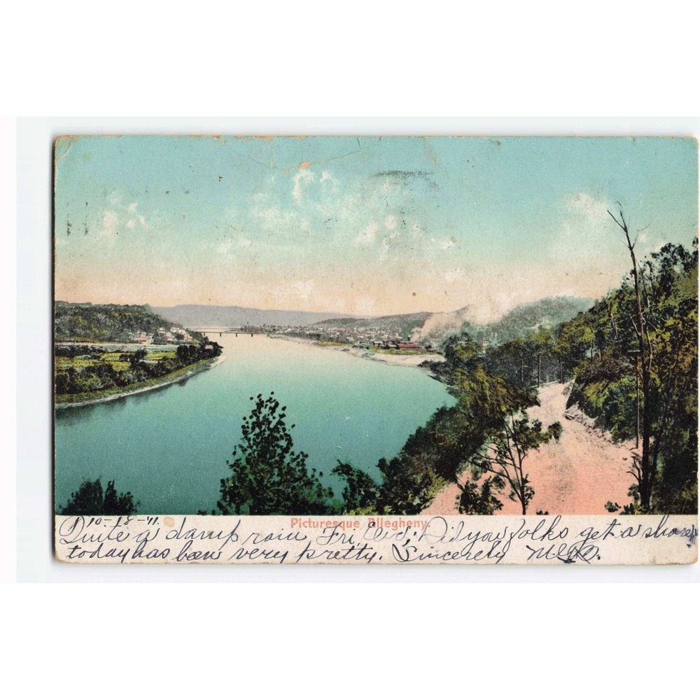 Vtg 1911 Picturesque Allegheny River Postcard Kittanning PA Poly-Chrome A6309